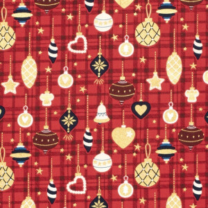 Baumwolle Weihnachten Kugeln rot/gold