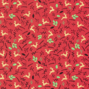 Baumwolle Weihnachten Rehe rot/gold