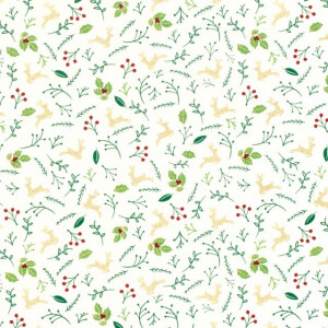 Baumwolle Weihnachten Rehe offwhite/gold