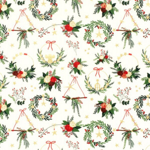 Baumwolle Weihnachten Schmuck offwhite/gold