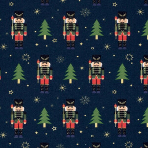 Sweat/French Terry Weihnachten Nussknacker marine/gold