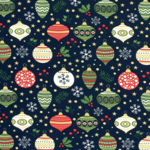 Sweat/French Terry Weihnachten Kugeln marine/gold