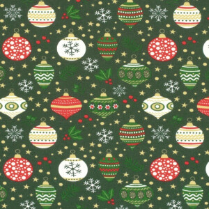 Sweat/French Terry Weihnachten Kugeln grün/gold
