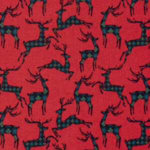 Flanell Stoff Weihnachten Hirsche rot