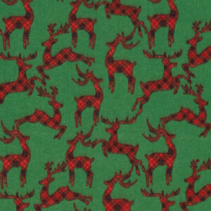 Flanell Stoff Weihnachten Hirsche grün