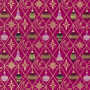 Baumwolle Weihnachten Kugeln magenta/gold