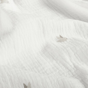 Baumwoll Musselin Vögel offwhite