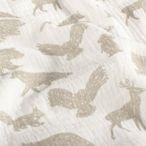 Baumwoll Musselin Tiere offwhite