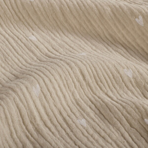 Baumwoll Musselin Herzen beige