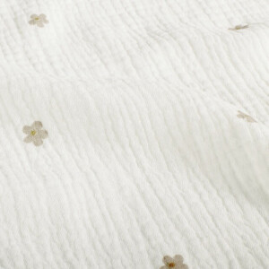 Baumwoll Musselin Blumen offwhite
