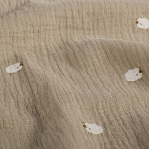 Baumwoll Musselin Schafe beige