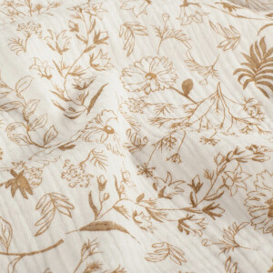 Baumwoll Musselin Blumen offwhite
