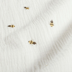 Baumwoll Musselin Bienen offwhite