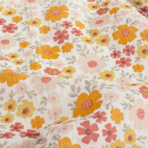 Baumwoll Musselin Blumen offwhite