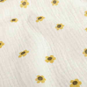 Baumwoll Musselin Blumen offwhite