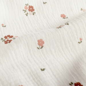 Baumwoll Musselin Blumen offwhite