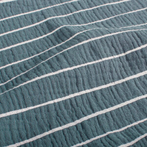 Baumwoll Musselin Streifen offwhite/indigo