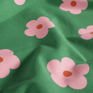 Baumwolljersey Blumen grün