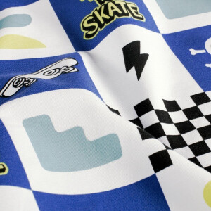 Baumwolljersey Skateboard Patchwork wit
