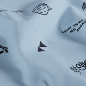 Baumwolljersey Texte babyblau