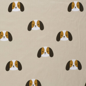 Flanell bedruckt hunde beige