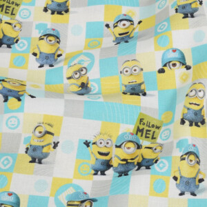 Baumwolle Popeline Minions kariert weiß