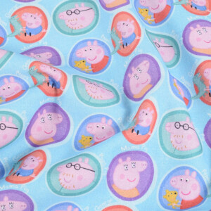 Baumwolle Popeline Peppa Pig hellblau