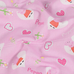 Baumwolle Popeline Peppa Pig Herzen hellrosa