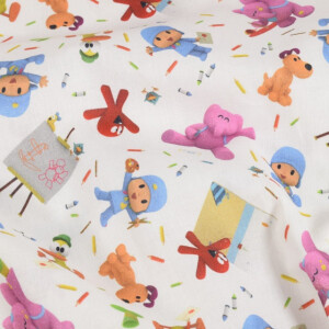 Baumwolle Popeline Pocoyo & Friends weiß