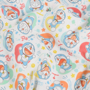Baumwolle Popeline Doraemon Fly Away weiß