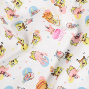 Baumwolle Popeline SpongeBob wit