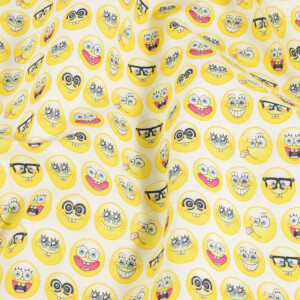 Baumwolle Popeline SpongeBob Emojis weiß