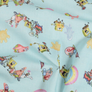 Baumwolle Popeline SpongeBob hellblau