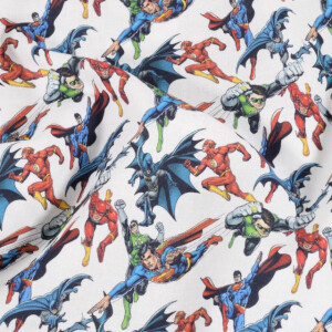 Baumwolle Popeline Justice League weiß