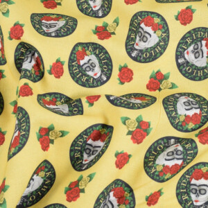 Baumwolle Popeline Frida Khalo gelb