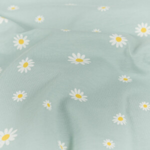 Baumwolljersey Blumen babyblau