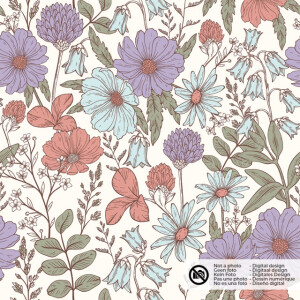 Baumwolle popeline blumen offwhite