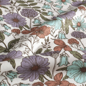 Baumwolle popeline blumen offwhite