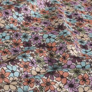 Baumwolle popeline blumen offwhite