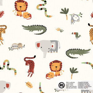 Baumwolle popeline tiere offwhite