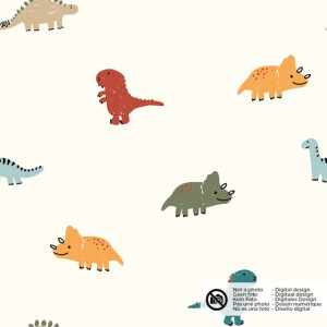 Baumwolle popeline dinos offwhite