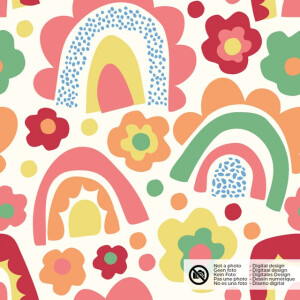 Baumwolle popeline regenbogen offwhite