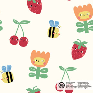 Baumwolle popeline obst offwhite