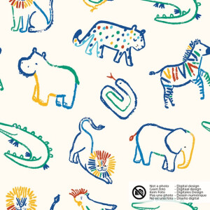 Baumwolle popeline tiere offwhite