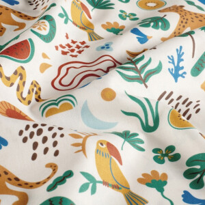 Baumwolle popeline tiere offwhite