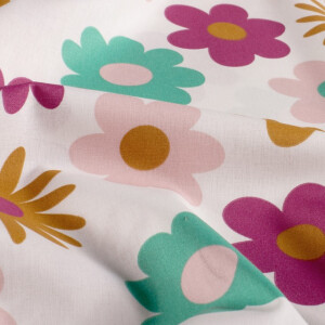 Baumwolle popeline blumen offwhite