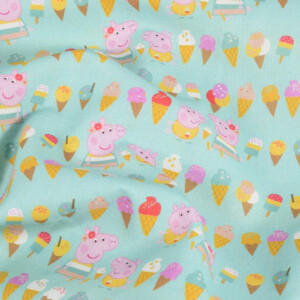 Baumwolle Popeline Peppa Pig Eis mint