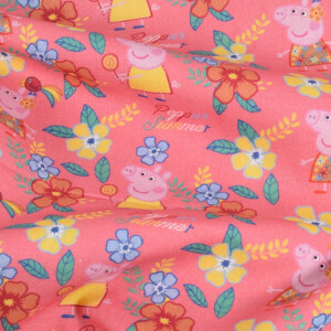 Baumwolle Popeline Peppa Pig Blumen rosa