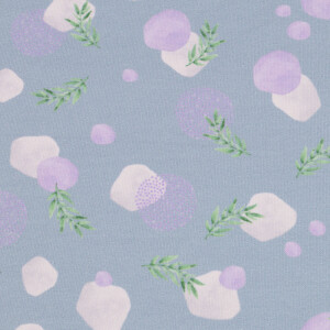 100x150 cm sweat/french terry Digitaldruck Lavendelblätter grau blau Blooming Fabrics