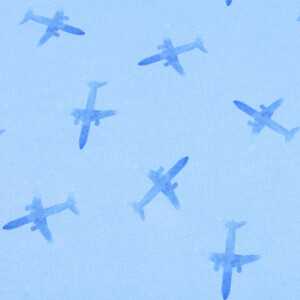 100x150 cm baumwolljersey Digitaldruck Flugzeuge hellblau Blooming Fabrics